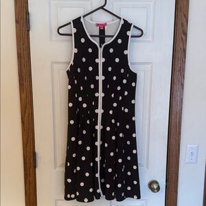 Betsey Johnson Pleated Black and White Polka Dot Dress